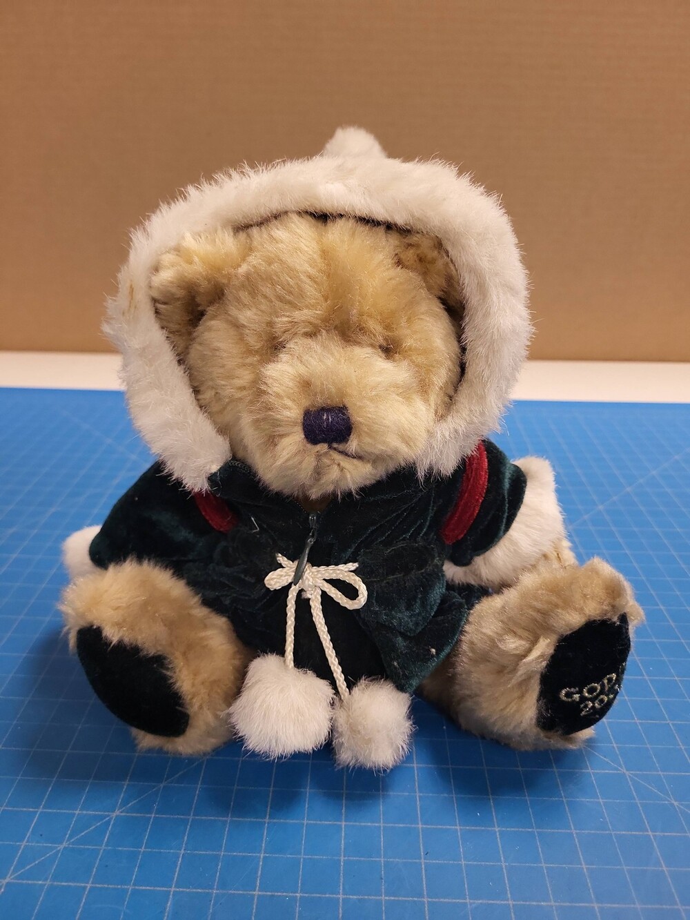 Goda 2002 Teddy Bear Plush Green Hooded Outfit Stuffed Animal Toy Collectible